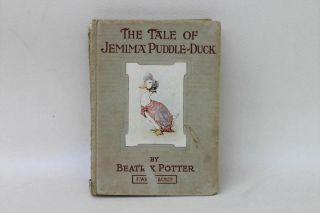 Beatrix Potter The Tale Of Jemima Puddle - Duck Antique 1908 Hardback 1st Ed.  Book