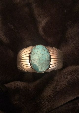 J.  W.  Toadlena Turquoise Navajo Bracelet Cuff Sterling Silver Rare