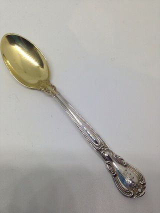 Gorham Chantilly Sterling Silver Demitasse Spoon - Old Marks - Gold Wash 4 - 5/8 "