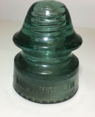 Mclaughlin No.  20 Vtg Glass Insulator Rare Backwards ‘n’ - Blue Green (inv5)