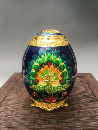 Exquisite China Handmade Cloisonne Peacock Toothpick Holder A61