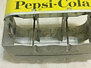 VINTAGE DRINK PEPSI COLA SODA POP METAL GLASS BOTTLE CARRIER CADDY YELLOW RARE 3