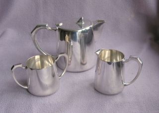 Mappin And Webb Art Deco Silver Plate 3 Piece Tea Set