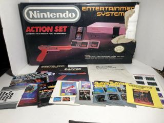 Nintendo Nes Action Set Box Only (box,  Styrofoam,  Manuals,  Bags) Rare