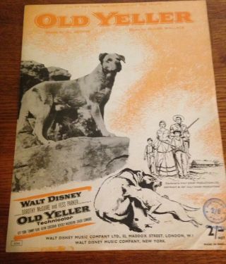 Disney Old Yeller Sheet Music - - Rare