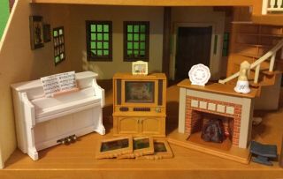 Calico Critters Sylvanian Families Living Room Accessories - Tv,  Fireplace & Piano