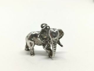 Lovely Unusual Rare Vintage Solid Silver Heavy Nuno Style Elephant Charm Pendant 2