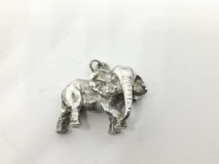 Lovely Unusual Rare Vintage Solid Silver Heavy Nuno Style Elephant Charm Pendant 3