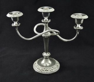 Antique English 3 Sconce Ornate Candelabra Embossed Silver Plate Sheffield