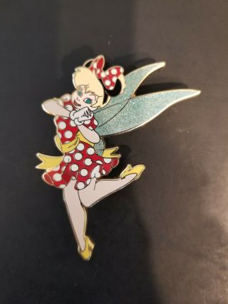 Disney Shopping Tinker Bell Dressed As Minnie Mouse Halloween Jumbo Pin Rare