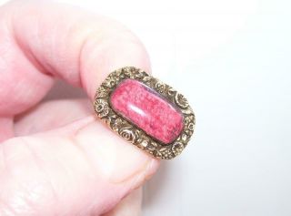 Fine Antique Victorian 9ct Gold Rock Crystal Glazed Locket Brooch Pin 3g