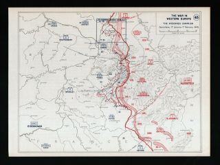 West Point Wwii Map Ardennes Campaign Battle Of The Bulge German Retreat 1945