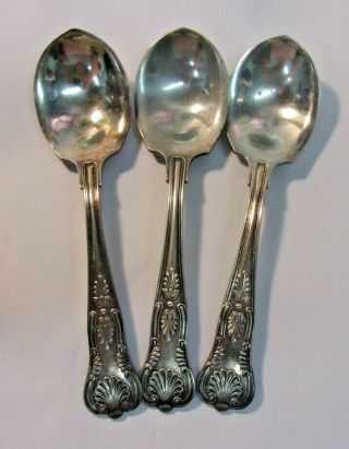 English Reed & Barton King Silverplated Round Gumbo Oyster Spoons Set Of 3