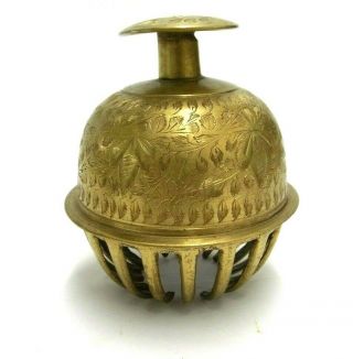 Large Brass Sleigh Style Enclosed Bell Vintage 5 " Tall X 4.  5 " Wide Rare Antique