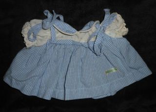 Vintage Coleco Cabbage Patch Kids Baby Doll White Blue Plaid Dress Outfit W Ties