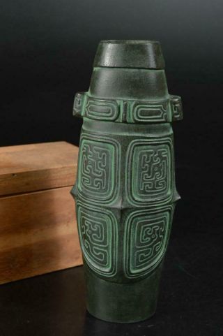 U6369: Japanese Casting Copper China Crest Sculpture Flower Vase Ikebana W/box