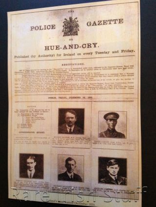 1920 Irish Most Wanted By The British (inc Michael Collins) - Very Rare Print