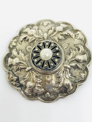 Antique Silver Scottish Marcasite Thistle Brooch