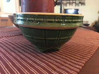 Antique Stoneware Green Windowpane Bowl 8 Inch