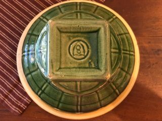 Antique Stoneware Green Windowpane Bowl 8 Inch 2