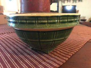 Antique Stoneware Green Windowpane Bowl 8 Inch 3