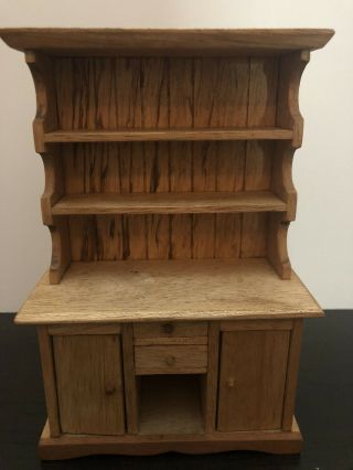Dollhouse Furniture Miniature Vintage Wood China Cabinet Hutch By Sonia Messer