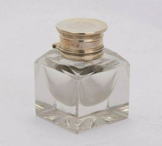Sampson Mordan Early Victorian Sterling Silver Mounted Glass Inkwell London 1846