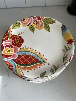 Rare Discontinued Set Of 12 Dinner Plates 11” Rose Pattern - Vida By Eva Mendes