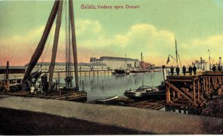 Romania 1910s Galati Danube Port,  View Of The Docks,  Rare Animated Postcard