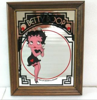 Vintage Betty Boop Collectible 14”x10” Framed Bar Mirror “boop - Boop - A - Doop” Rare