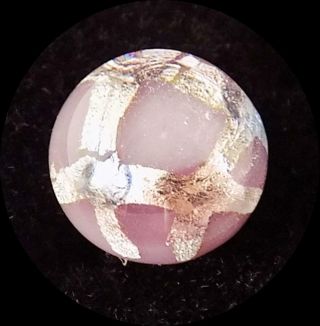 Antique Leo Popper Glass Button Round Pink With Silver Foil