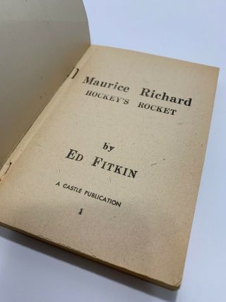 Vintage 1950’s Hockey’s Rocket Maurice Richard Softcover Book By Ed Fitkin RARE 3