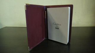 Cartier Rare Vintage C.  1984 Leather Address Book With Ballpoint Pen