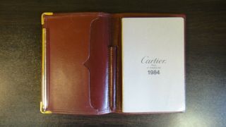 CARTIER RARE VINTAGE c.  1984 LEATHER ADDRESS BOOK WITH BALLPOINT PEN 3
