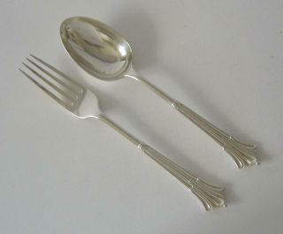 Ornately Embossed Sterling Silver Dessert Spoon & Fork Set London 1904 & 06 75gm