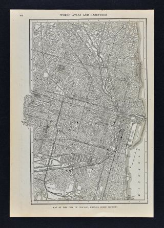 1917 Map - Chicago City Plan - Lincoln Grant Park Lake Michigan Avenue Illinois