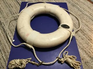 Rare Vtg Bf Goodrich Life Preserver Ring W/rope Handles Maritime Life Buoy 20”