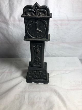 Rare Vintage Cast Iron Grandfather Clock Bank