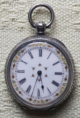 Antique Victorian 0.  935 Solid Silver Pocket Watch
