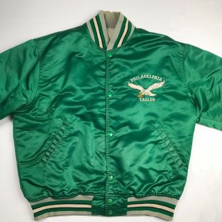 Rare Philadelphia Eagles Vintage Satin Green Jacket Size L