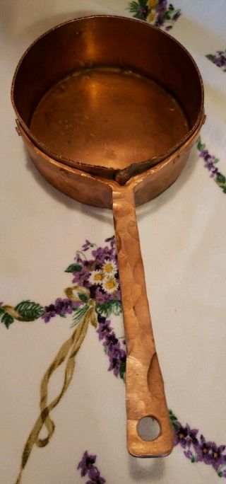 Vintage Solid Copper Heavy Pan Small Hand Tooled Gr Brand Rare 614 Grams