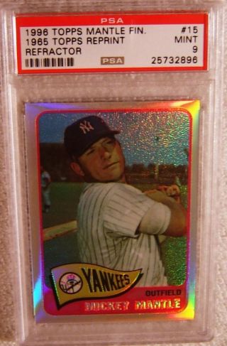 Mickey Mantle 1996 Finest Refractor 15 1965 Topps Psa 9 Very Rare Yankees