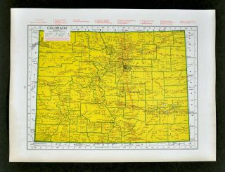 1942 Hammond Railroad Map Colorado Denver Boulder Pueblo Leadville Golden Co