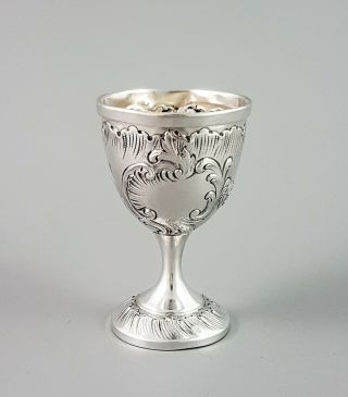 Antique French 950 Solid Silver Small Egg Cup Sherry Liqueur Goblet Embossed