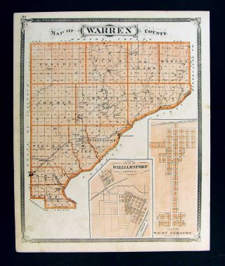 1876 Indiana County Map Warren Williamsport Fowler Stockwell Fowler Elston Plan