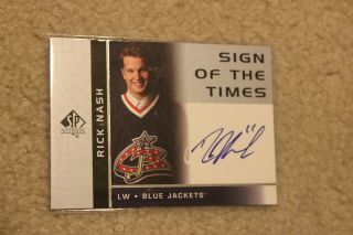 02 - 03 Sp Authentic Sign Of The Times Rick Nash Shortprint Rc Year Auto Rare