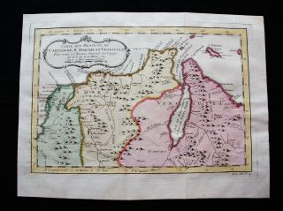 1754 Bellin: Orig.  Map Of South America,  Colombia,  Cartagena,  Venezuela Curacao
