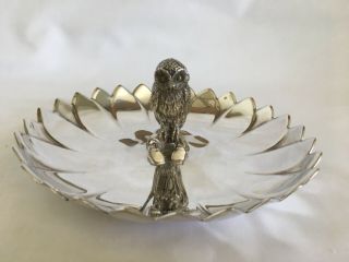 Reed And Barton Silver Plate Trinket Dish With Owl
