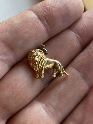 9 K Ct Carat Gold Leo Lion Antique Hollow Charm Pendant Necklace Animal Zodiac