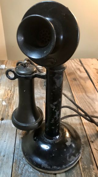 Antique Western Electric Candlestick Telephone With Receiver 3